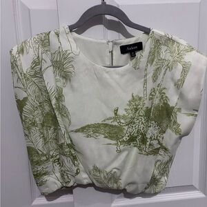 Aakaa Olive and White Jungle Print Crop Top